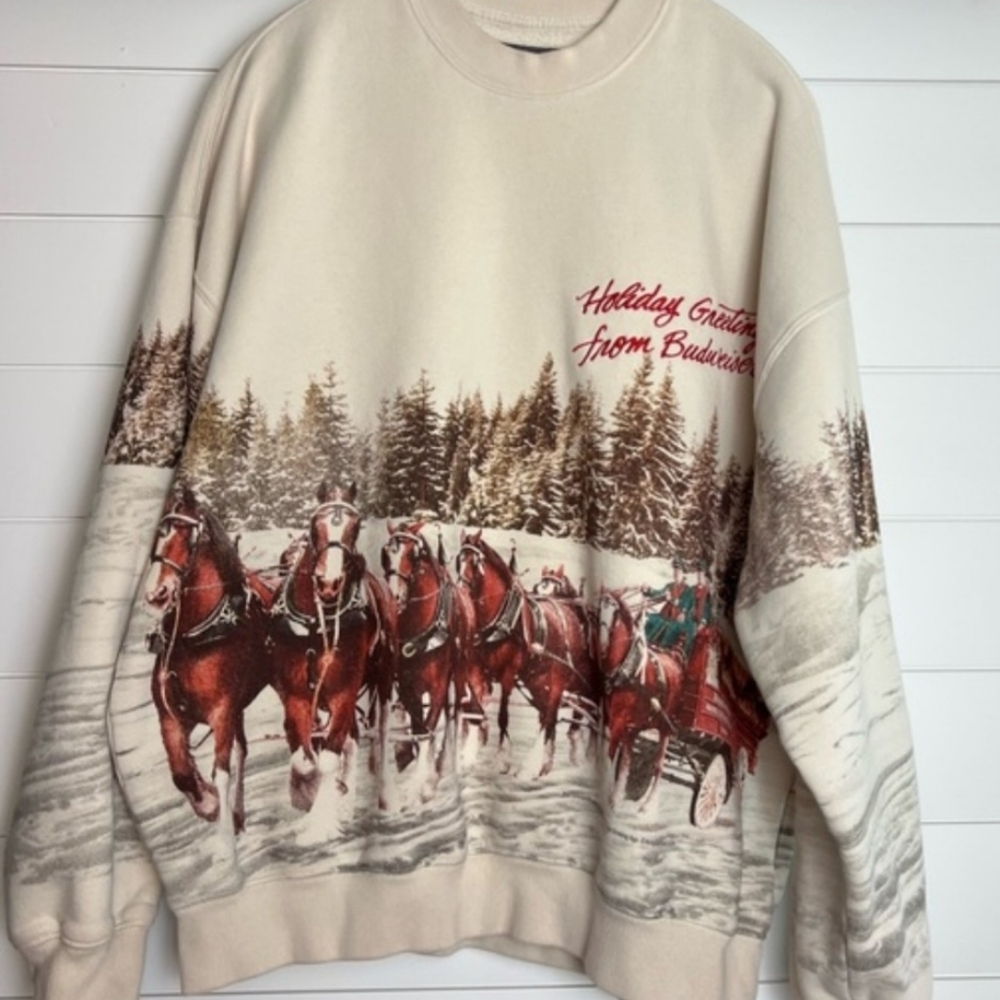 Abercrombie & Fitch Festive Horse-DrawnSweatshirt- Medium SOUGHT AFTER VIRAL - Picture 7 of 9